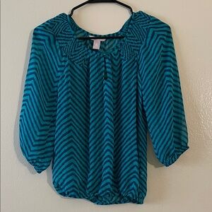 Banana Republic Blue Chevron Blouse